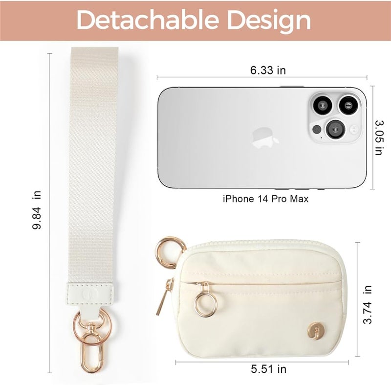 JEEBURYEE Wristlet Keychain Wallets for Women RFID Blocking Credit Card Holder Small Zipper Coin Purse Change Pouch with ID Window and Detachable Wrist Strap Beige - Image 2